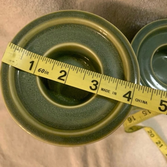 PartyLite Nature's Garden Ceramic Pillar Tealight Candle Holders Green Set Of 2 - Picture 11 of 15